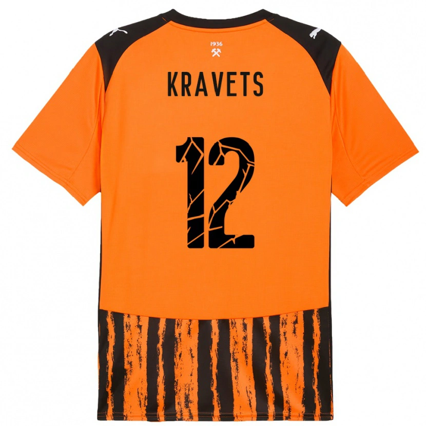 Danxen Pánské Vladyslav Kravets #12 Oranžová Černá Domů Hráčské Dresy 2025/26 Dres