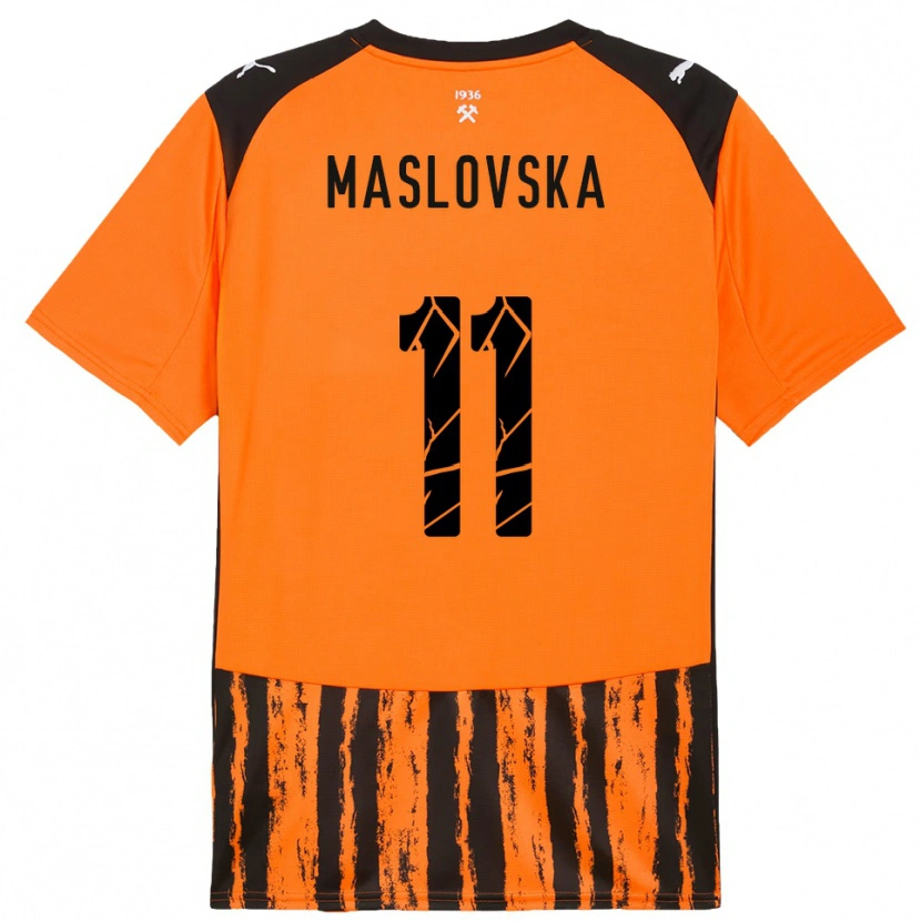 Danxen Pánské Yelyzaveta Maslovska #11 Oranžová Černá Domů Hráčské Dresy 2025/26 Dres