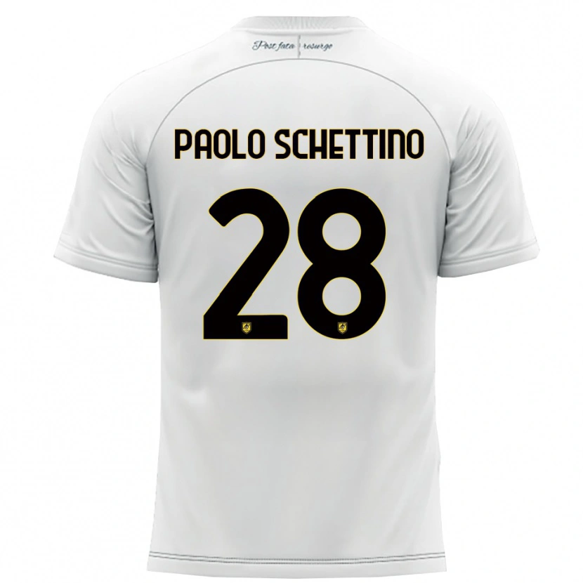 Danxen Pánské Francesco Paolo Schettino #28 Bílá Žlutá Daleko Hráčské Dresy 2025/26 Dres
