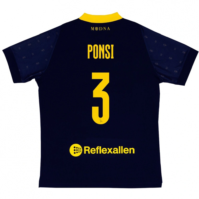 Danxen Pánské Fabio Ponsi #3 Tmavě Modrá Žlutá Daleko Hráčské Dresy 2025/26 Dres