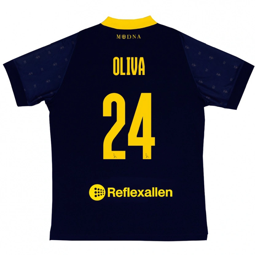 Danxen Pánské Marco Oliva #24 Tmavě Modrá Žlutá Daleko Hráčské Dresy 2025/26 Dres