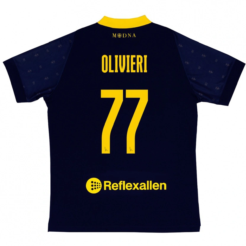 Danxen Pánské Edoardo Olivieri #77 Tmavě Modrá Žlutá Daleko Hráčské Dresy 2025/26 Dres