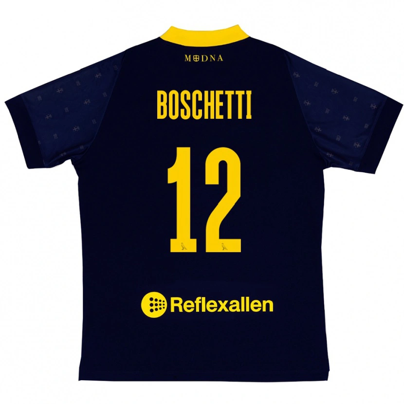 Danxen Pánské Matteo Boschetti #12 Tmavě Modrá Žlutá Daleko Hráčské Dresy 2025/26 Dres