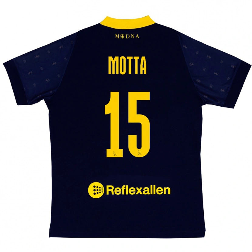 Danxen Pánské Nicolò Motta #15 Tmavě Modrá Žlutá Daleko Hráčské Dresy 2025/26 Dres