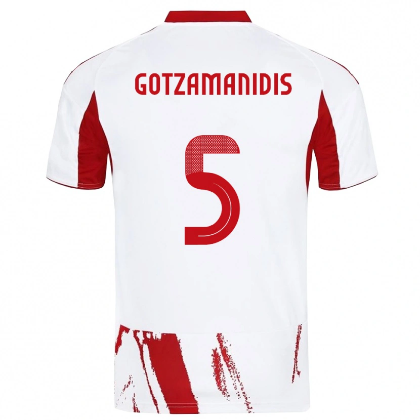 Danxen Pánské Nikolaos Gotzamanidis #5 Bíločervená Daleko Hráčské Dresy 2025/26 Dres