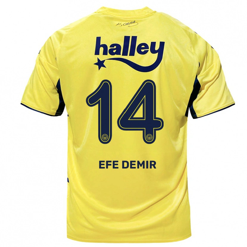 Danxen Pánské Yiğit Efe Demir #14 Žlutá Tmavě Modrá Daleko Hráčské Dresy 2025/26 Dres