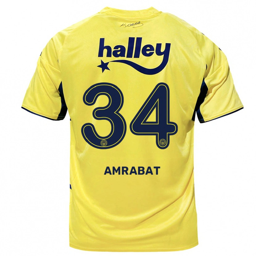 Danxen Pánské Sofyan Amrabat #34 Žlutá Tmavě Modrá Daleko Hráčské Dresy 2025/26 Dres