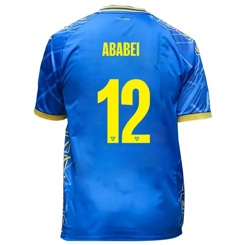 Danxen Dámské Leonardo Ababei #12 Nebeská Modrá Žlutá Domů Hráčské Dresy 2025/26 Dres