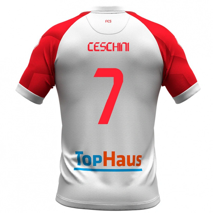 Danxen Dámské Nicolò Ceschini #7 Bílá Červená Domů Hráčské Dresy 2025/26 Dres