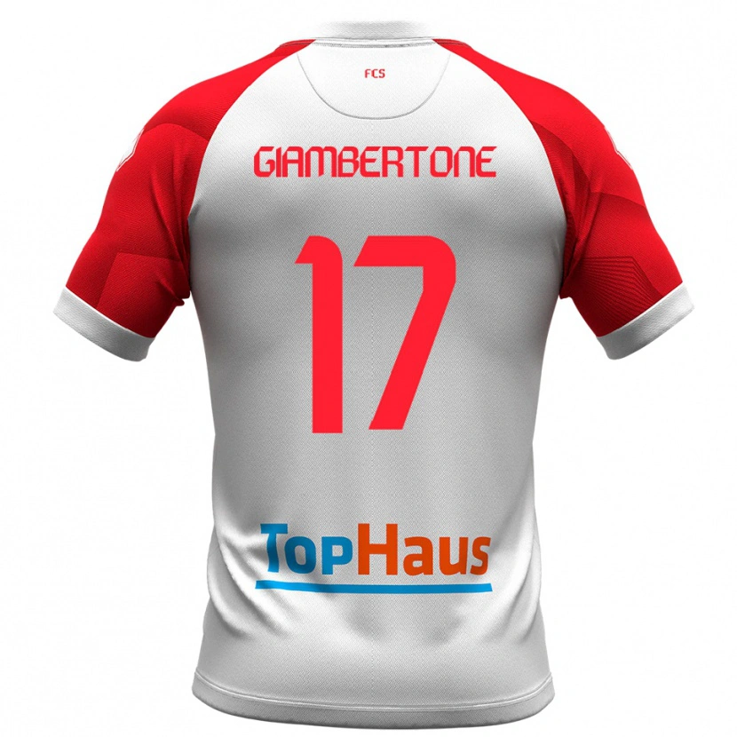 Danxen Dámské Fabio Giambertone #17 Bílá Červená Domů Hráčské Dresy 2025/26 Dres