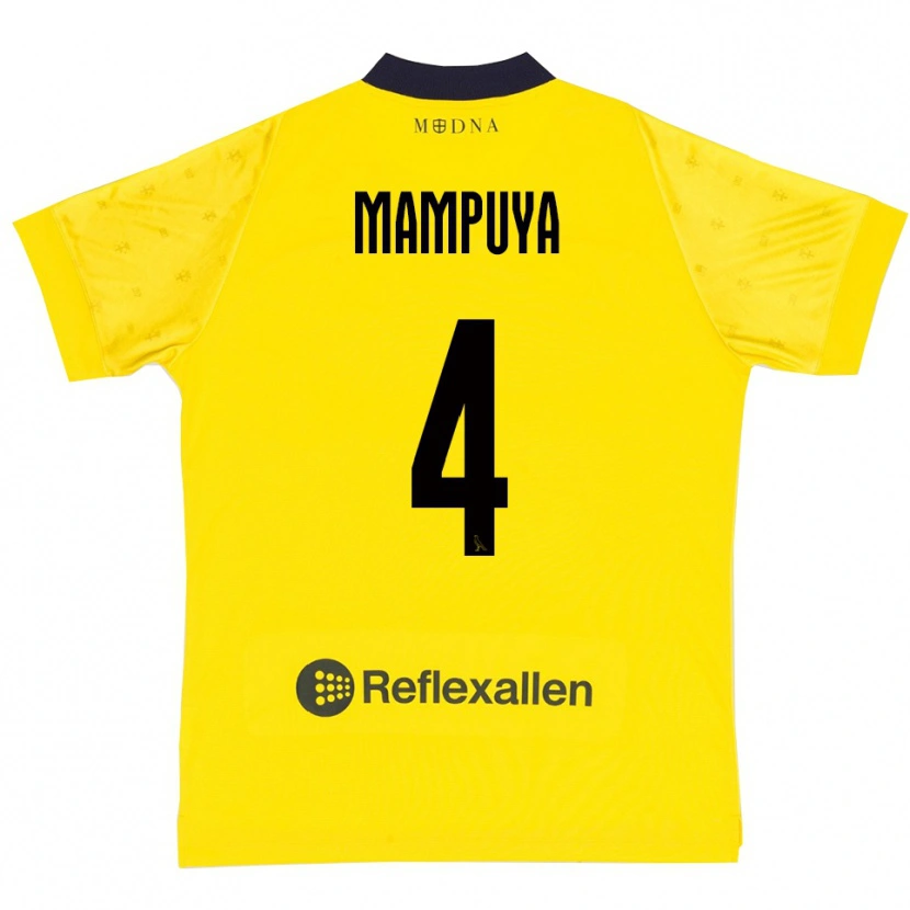Danxen Dámské Donel Mampuya #4 Žlutá Tmavě Modrá Domů Hráčské Dresy 2025/26 Dres
