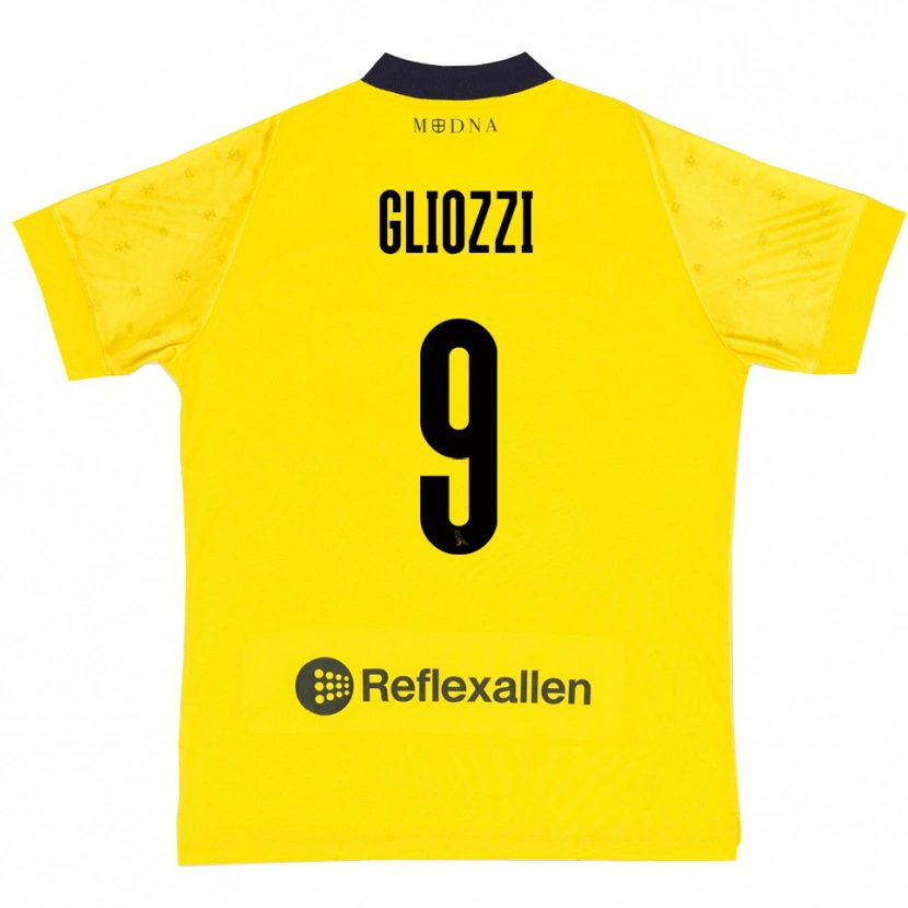 Danxen Dámské Ettore Gliozzi #9 Žlutá Tmavě Modrá Domů Hráčské Dresy 2025/26 Dres