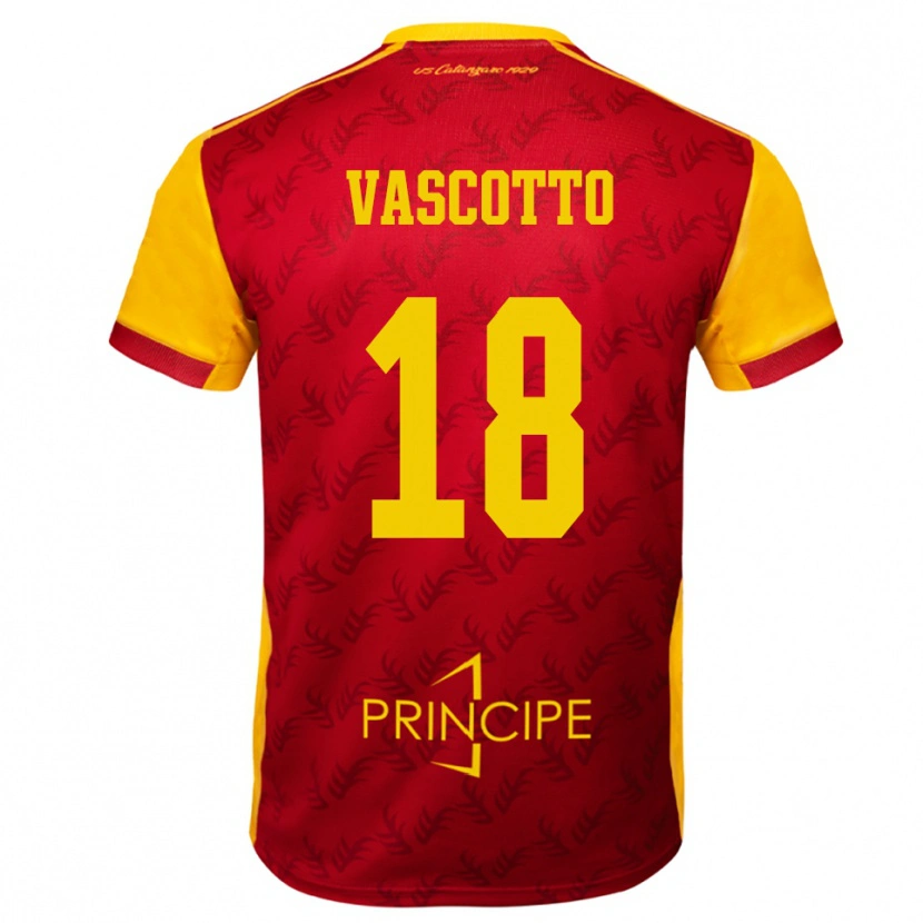 Danxen Dámské Edoardo Vascotto #18 Žlutočervená Domů Hráčské Dresy 2025/26 Dres