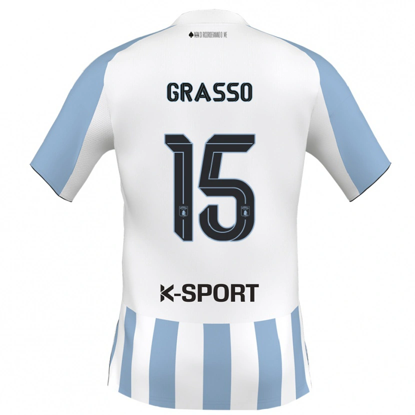 Danxen Dámské Agostino Grasso #15 Bílá Nebeská Modrá Domů Hráčské Dresy 2025/26 Dres