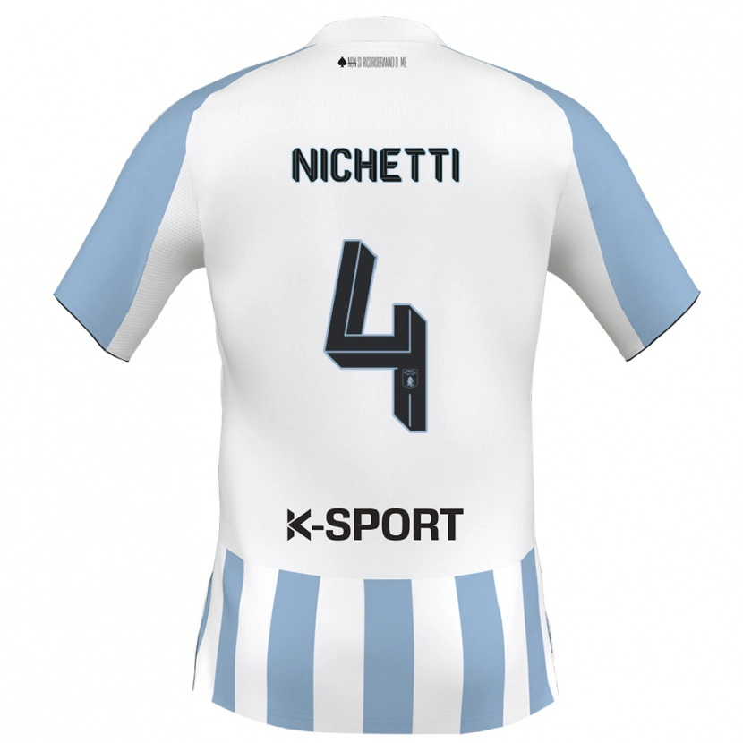 Danxen Dámské Marco Nichetti #4 Bílá Nebeská Modrá Domů Hráčské Dresy 2025/26 Dres