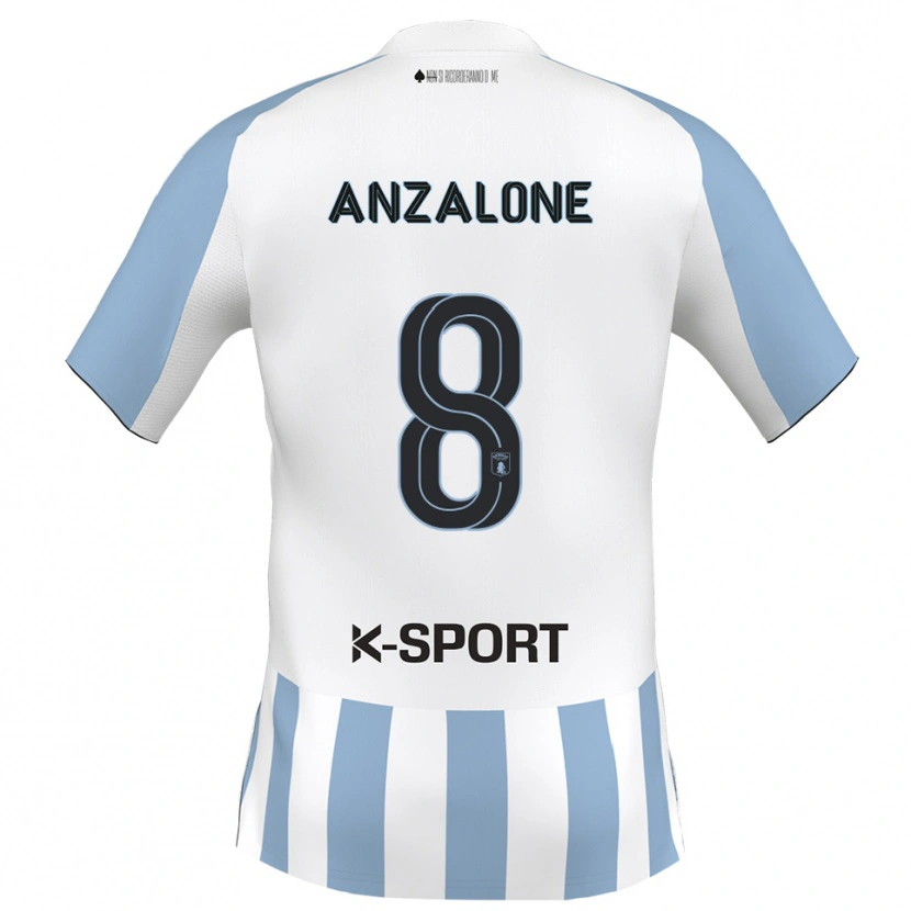Danxen Dámské Mattia Anzalone #8 Bílá Nebeská Modrá Domů Hráčské Dresy 2025/26 Dres
