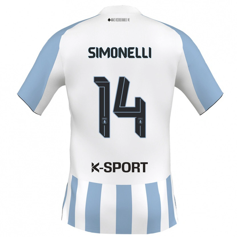 Danxen Dámské Alessandro Simonelli #14 Bílá Nebeská Modrá Domů Hráčské Dresy 2025/26 Dres
