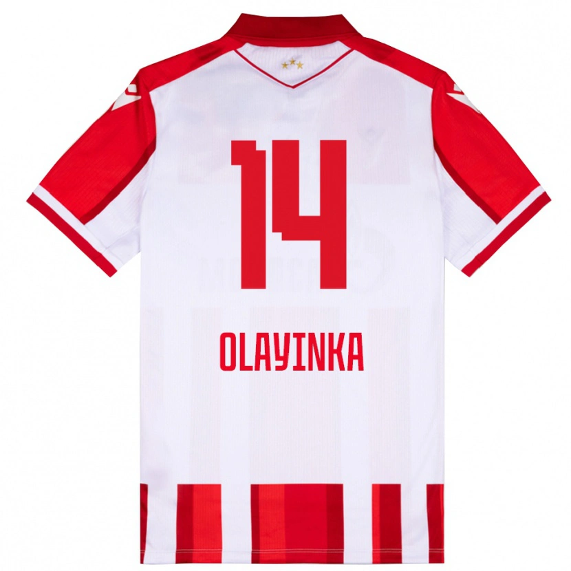 Danxen Dámské Peter Olayinka #14 Červenobílá Domů Hráčské Dresy 2025/26 Dres