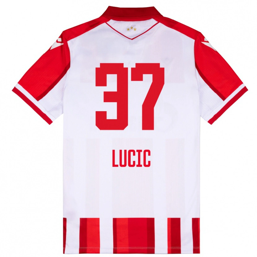 Danxen Dámské Vladimir Lucic #37 Červenobílá Domů Hráčské Dresy 2025/26 Dres