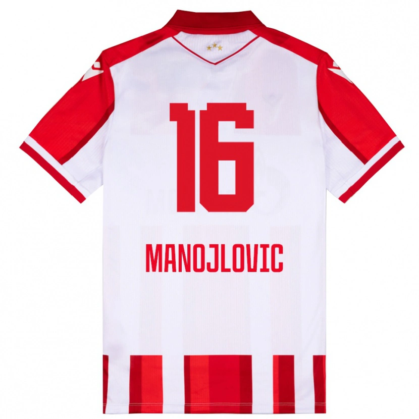 Danxen Dámské Petar Manojlovic #16 Červenobílá Domů Hráčské Dresy 2025/26 Dres