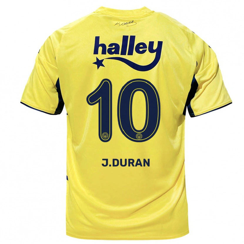 Danxen Dámské Jhon Durán #10 Žlutá Tmavě Modrá Daleko Hráčské Dresy 2025/26 Dres