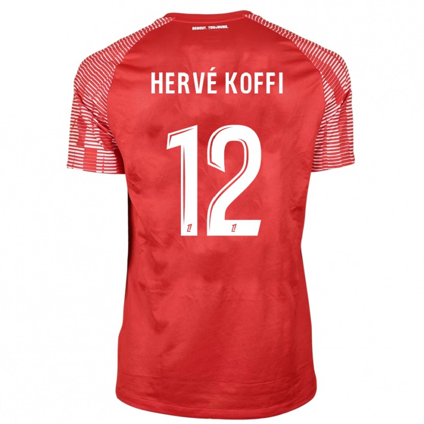 Danxen Dětské Hervé Koffi #12 Červená Bílá Brankář Dresy 2025/26 Dres