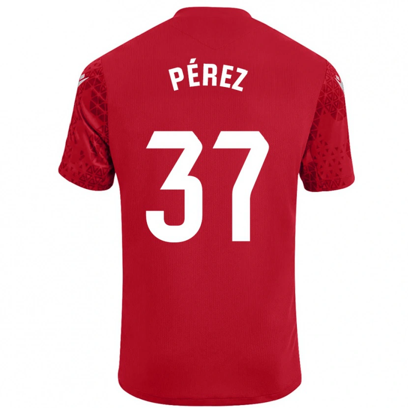 Danxen Dětské David Pérez #37 Červená Bílá Brankář Dresy 2025/26 Dres