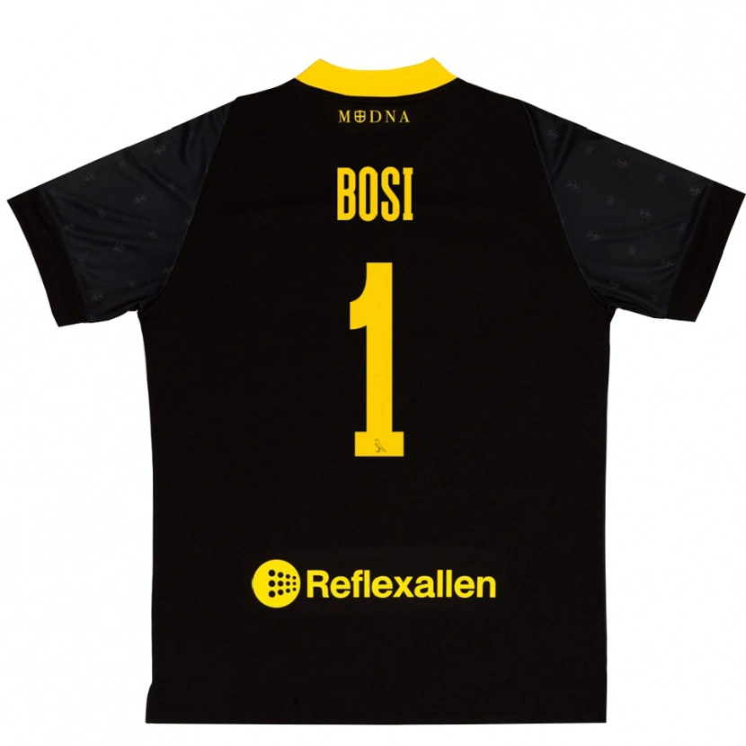Danxen Dětské Matteo Bosi #1 Černá Žlutá Brankář Dresy 2025/26 Dres