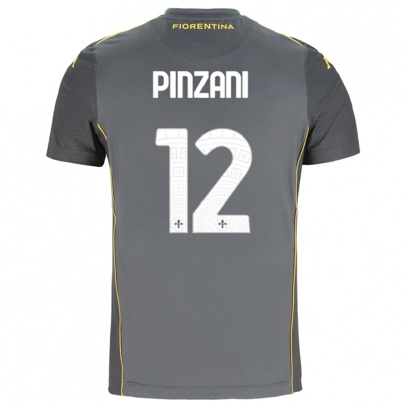 Danxen Pánské Lorenzo Pinzani #12 Tmavě Šedá Žlutá Brankář Dresy 2025/26 Dres