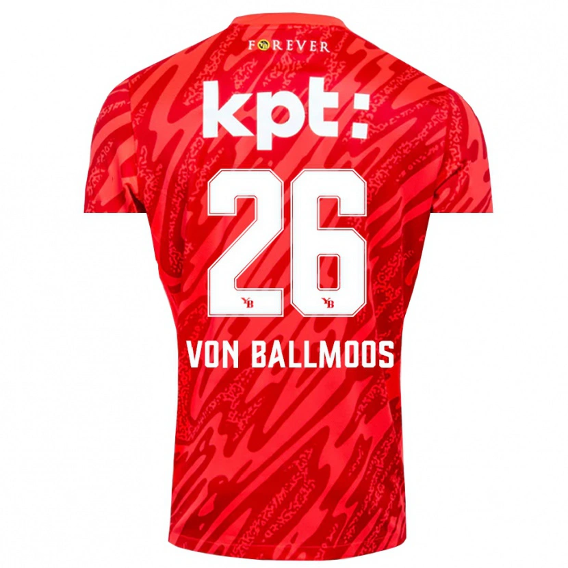 Danxen Pánské David von Ballmoos #26 Červená Bílá Brankář Dresy 2025/26 Dres