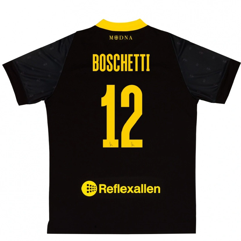 Danxen Pánské Matteo Boschetti #12 Černá Žlutá Brankář Dresy 2025/26 Dres