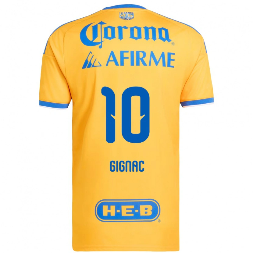 Danxen Dětské Andre-Pierre Gignac #10 Žlutá Modrá Domů Hráčské Dresy 2026/27 Dres