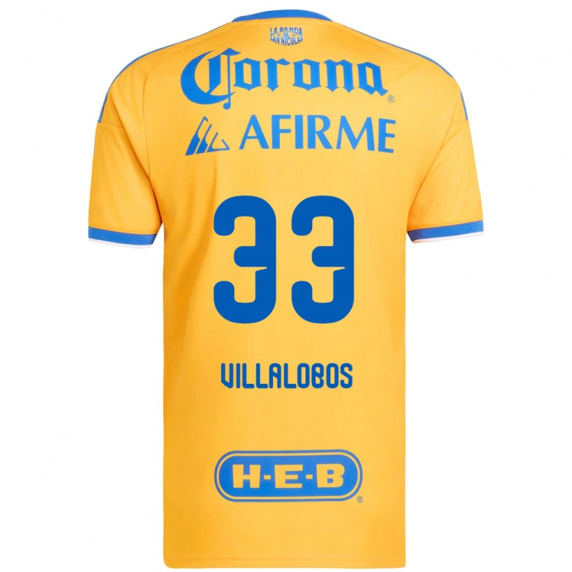 Danxen Dětské Vania Villalobos #33 Žlutá Modrá Domů Hráčské Dresy 2026/27 Dres