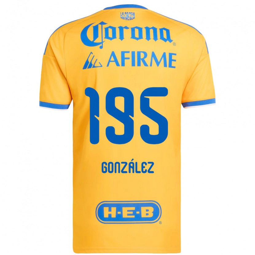 Danxen Dětské Germán González #195 Žlutá Modrá Domů Hráčské Dresy 2026/27 Dres
