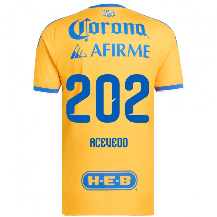 Danxen Dětské José Acevedo #202 Žlutá Modrá Domů Hráčské Dresy 2026/27 Dres