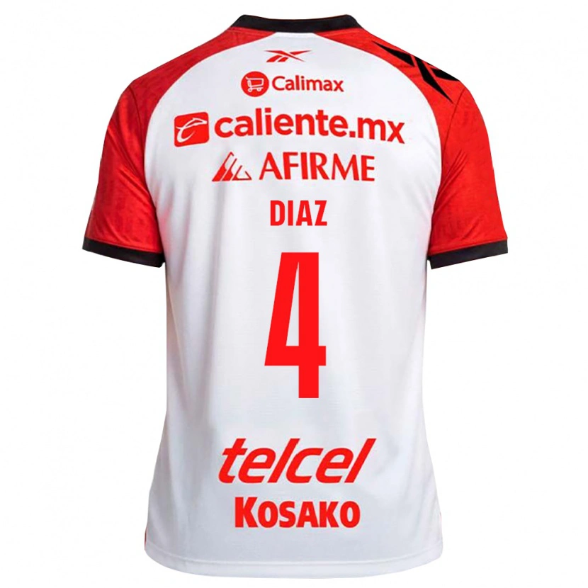 Danxen Dětské Nicolás Díaz #4 Bílá Černá Červená Daleko Hráčské Dresy 2026/27 Dres