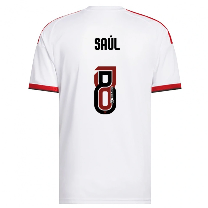 Danxen Dětské Saúl Ñíguez #8 Bílá Červená Černá Daleko Hráčské Dresy 2026/27 Dres