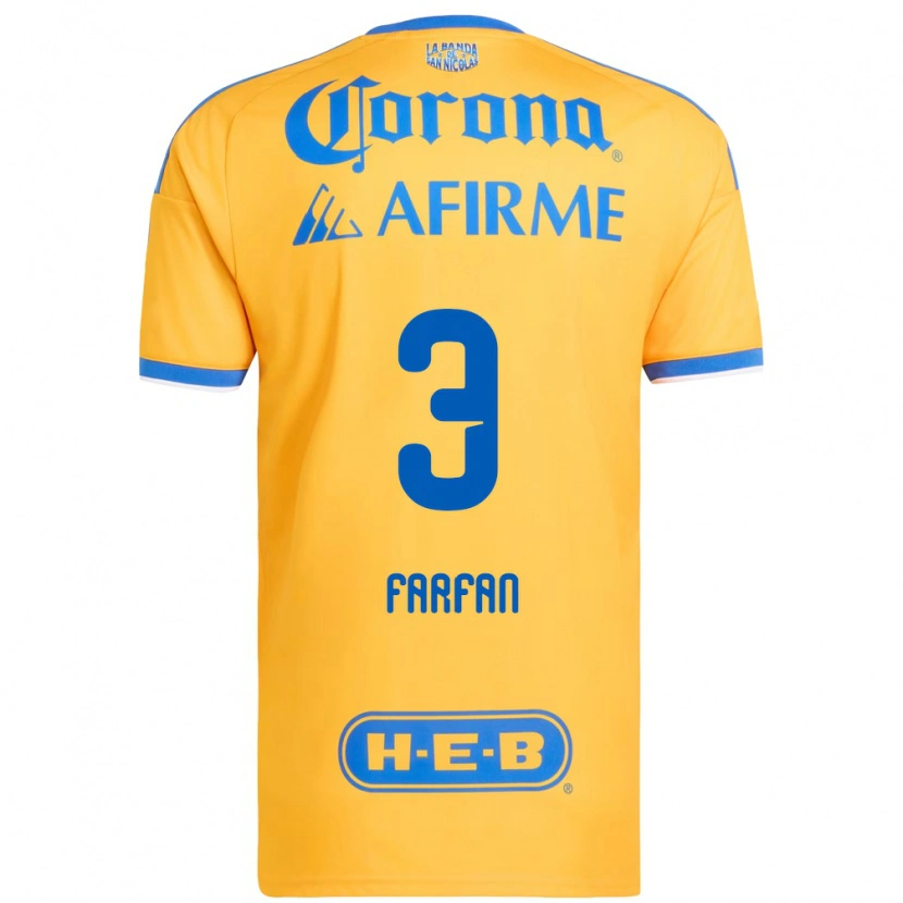 Danxen Pánské Marco Farfán #3 Žlutá Modrá Domů Hráčské Dresy 2026/27 Dres