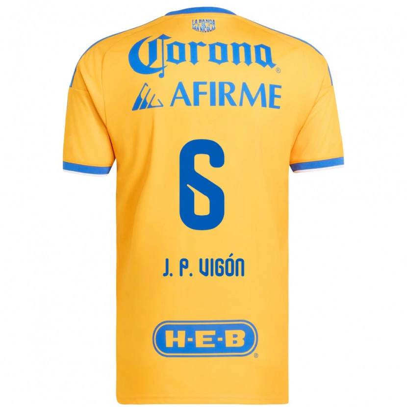 Danxen Pánské Juan Pablo Vigón #6 Žlutá Modrá Domů Hráčské Dresy 2026/27 Dres