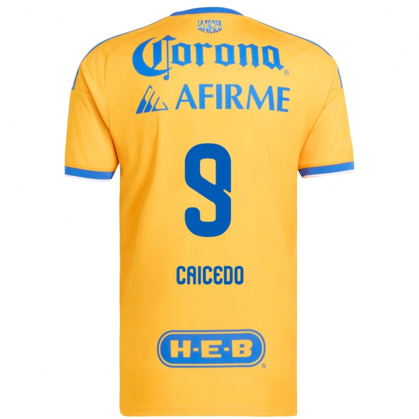 Danxen Pánské Jordy Caicedo #9 Žlutá Modrá Domů Hráčské Dresy 2026/27 Dres