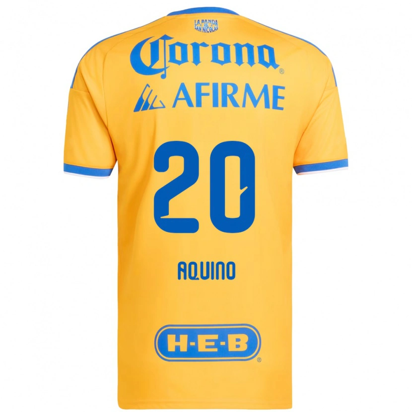 Danxen Pánské Javier Aquino #20 Žlutá Modrá Domů Hráčské Dresy 2026/27 Dres