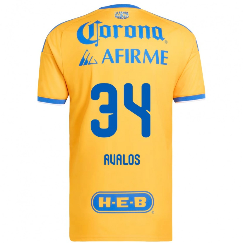 Danxen Dámské Erick Avalos #34 Žlutá Modrá Domů Hráčské Dresy 2026/27 Dres