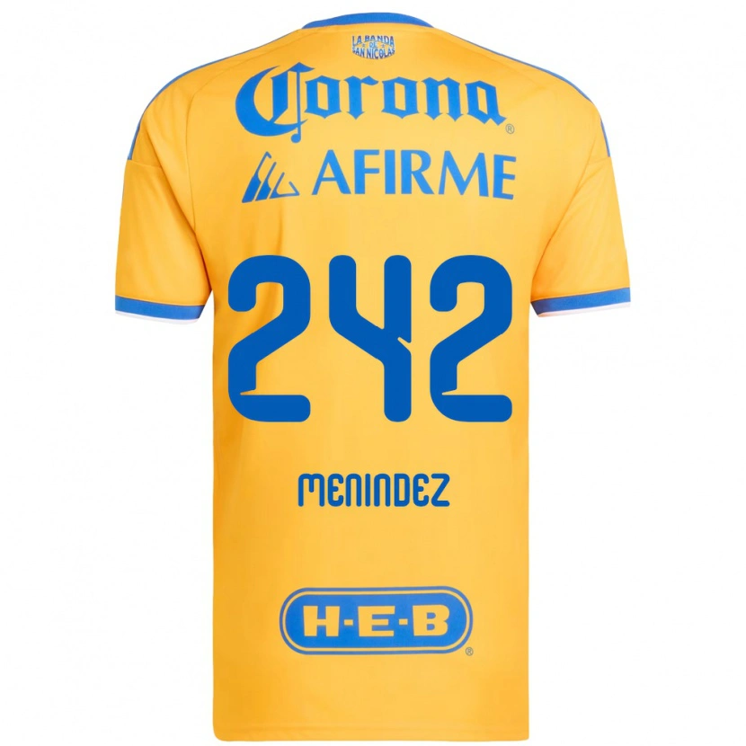 Danxen Dámské Jonathan Menindez #242 Žlutá Modrá Domů Hráčské Dresy 2026/27 Dres