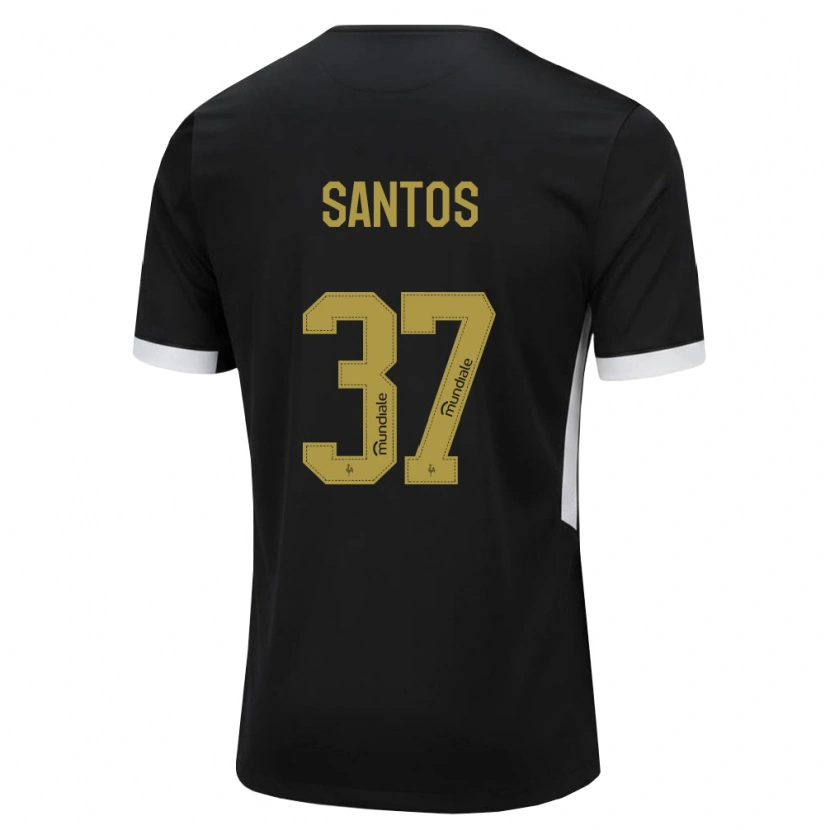 Danxen Dámské Junior Santos #37 Černá Bílá Žlutá Domů Hráčské Dresy 2026/27 Dres