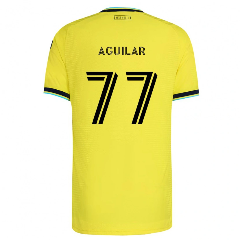 Danxen Dětské Xavier Aguilar #77 Jasně Žlutá Tmavě Modrá Domů Hráčské Dresy 2026/27 Dres
