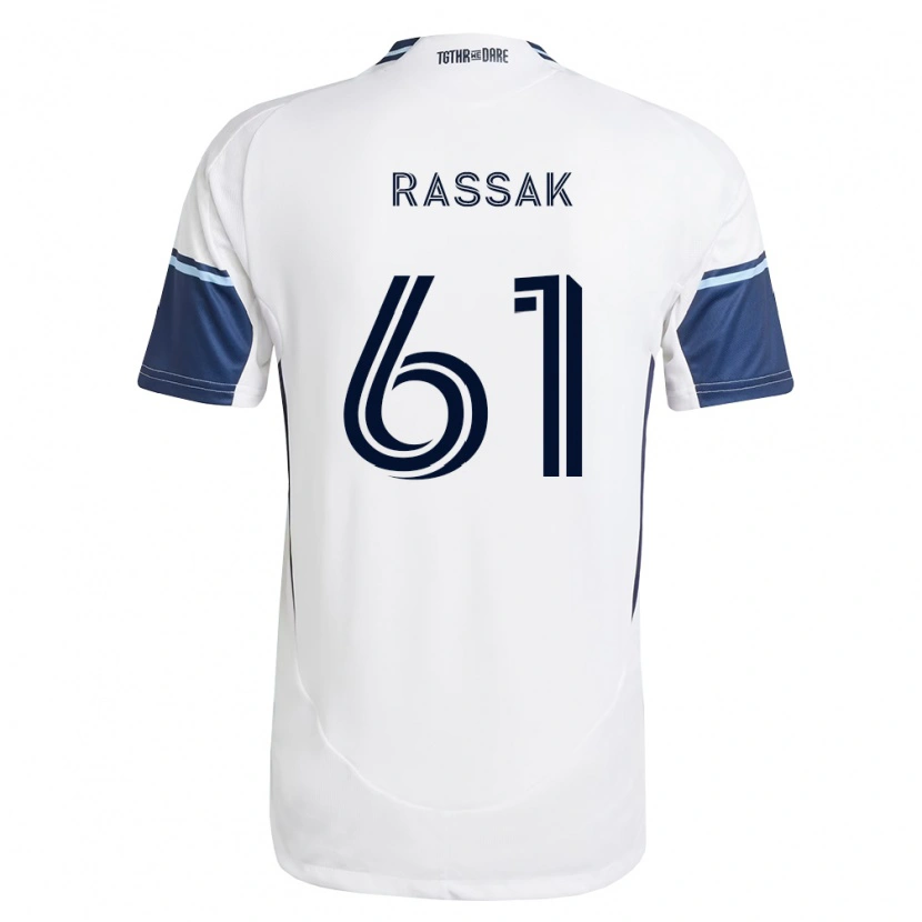 Danxen Dětské Carson Rassak #61 Bílá Královsky Modrá Domů Hráčské Dresy 2026/27 Dres