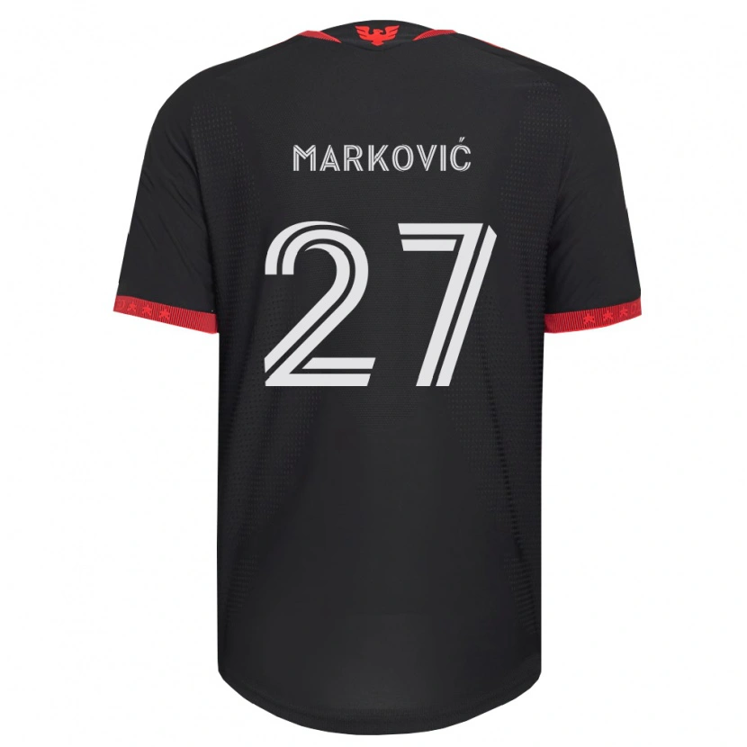 Danxen Dětské Nikola Marković #27 Černá Bílá Červená Domů Hráčské Dresy 2026/27 Dres