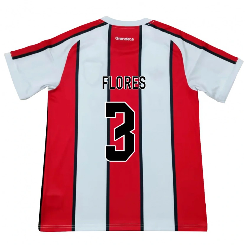 Danxen Dětské Lucas Flores #3 Bílá Červená Černá Daleko Hráčské Dresy 2026/27 Dres