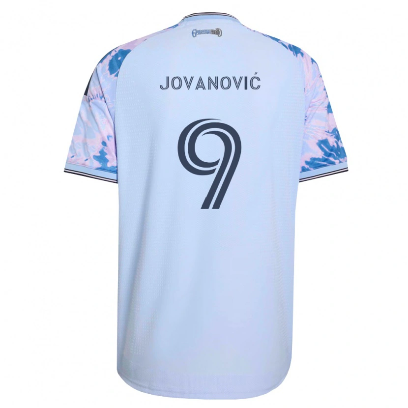 Danxen Dětské Luka Jovanović #9 Královsky Modrá Bílá Černá Daleko Hráčské Dresy 2026/27 Dres