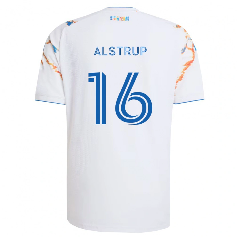 Danxen Dětské Marcus Alstrup #16 Bílá Oranžová Modrá Daleko Hráčské Dresy 2026/27 Dres